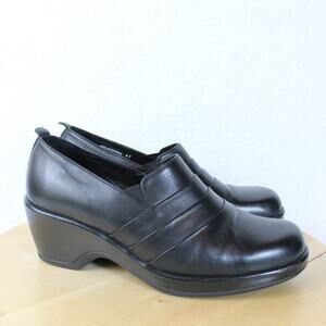 Dansko Clog Leather 41 Womens 10.5 Black Comfort Shoe Aubrey Slip On Nursing